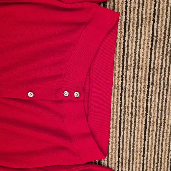 LACOSTE Vintage Red Weave Orlon Acrylic Medium Mens Cardigan Sweater VTG - Picture 9 of 10